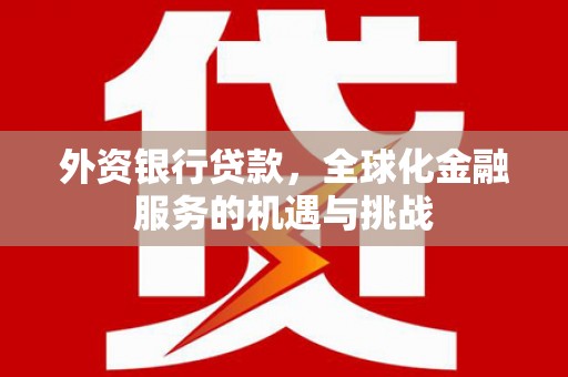 澄迈外资银行贷款，全球化金融服务的机遇与挑战