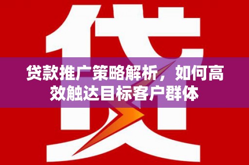 澄迈贷款推广策略解析，如何高效触达目标客户群体